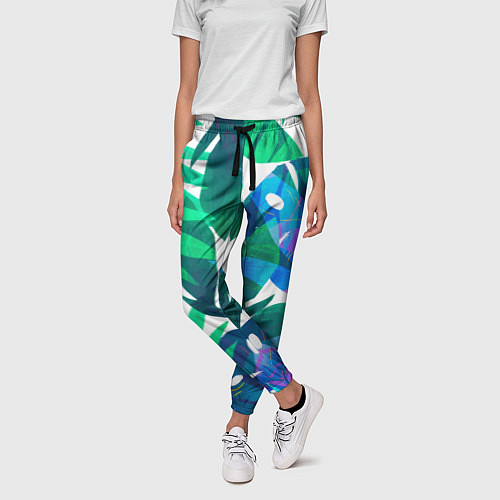 Женские брюки Зеленые тропики / 3D-принт – фото 3