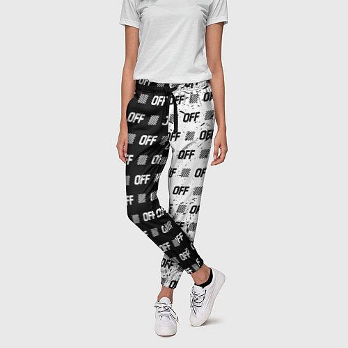 Женские брюки Off-White: Black & White / 3D-принт – фото 3