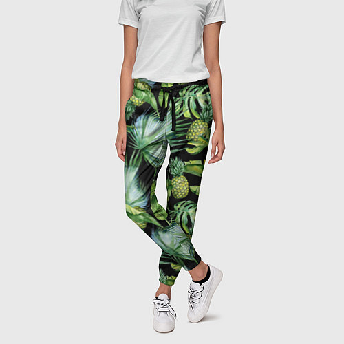 Женские брюки Цветущие ананасы / 3D-принт – фото 3