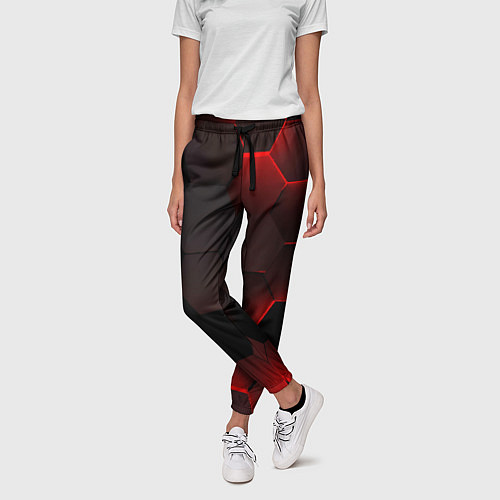 Женские брюки Красные абстрактные плиты / 3D-принт – фото 3