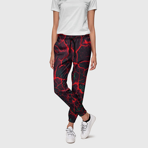 Женские брюки Молнии красные абстрактные / 3D-принт – фото 3