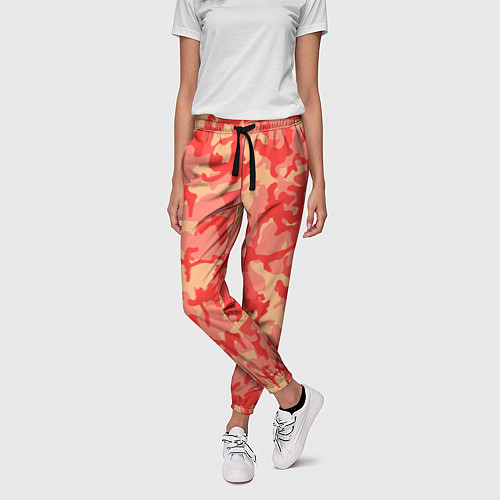 Женские брюки Оранжевый камуфляж / 3D-принт – фото 3