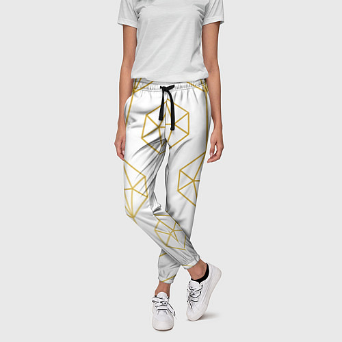 Женские брюки Геометрический орнамент золото / 3D-принт – фото 3