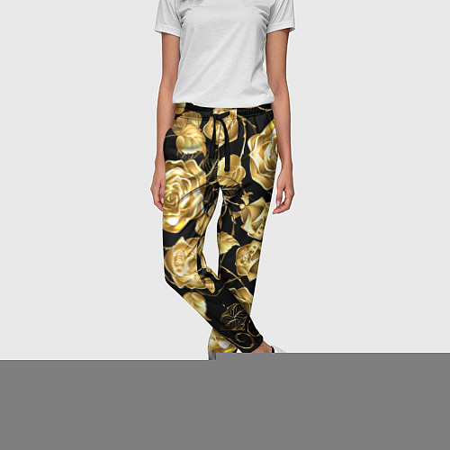 Женские брюки Golden Roses / 3D-принт – фото 3