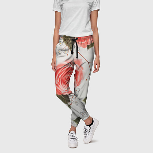 Женские брюки Нежные розы / 3D-принт – фото 3