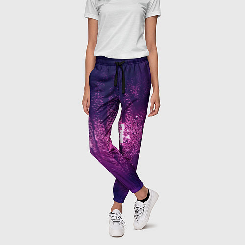 Женские брюки Стекло дождь фиолетовый / 3D-принт – фото 3