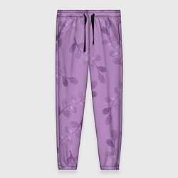 Женские брюки Листья на фиолетовом фоне