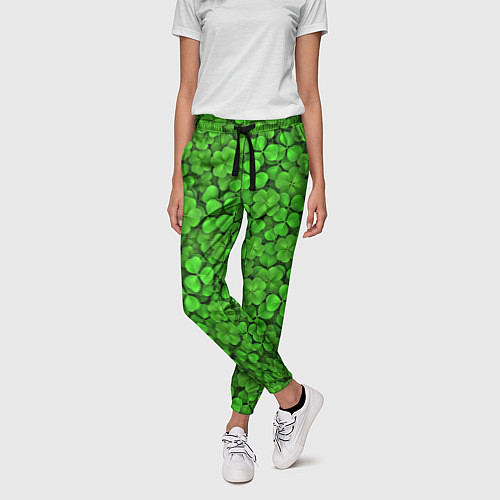 Женские брюки Зелёный клевер / 3D-принт – фото 3