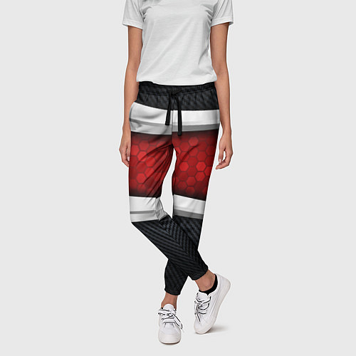 Женские брюки 3D Красные соты металлические / 3D-принт – фото 3