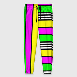 Брюки женские Полосатый неоновый модный узор, цвет: 3D-принт