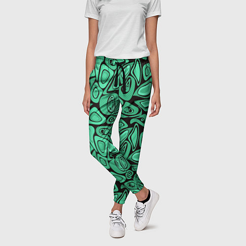 Женские брюки Зеленый абстрактный узор / 3D-принт – фото 3