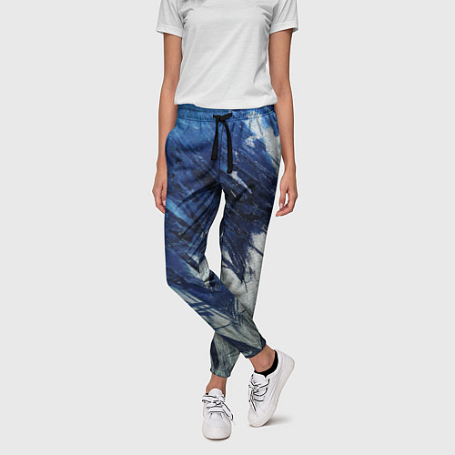 Женские брюки Серо-синее абстрактное / 3D-принт – фото 3