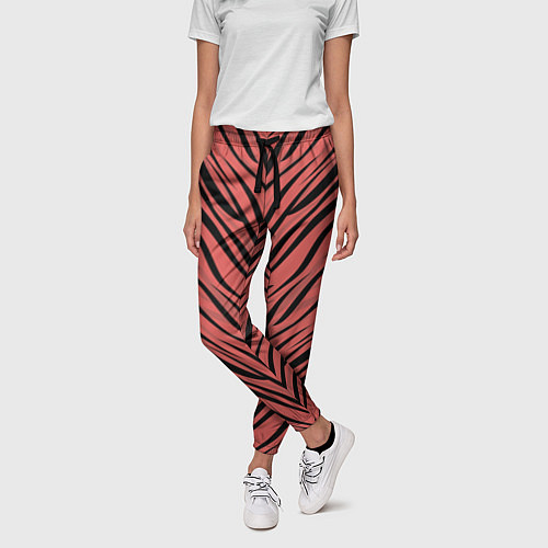 Женские брюки Полосатый тигровый узор / 3D-принт – фото 3