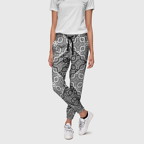 Женские брюки Черно-белый орнамент / 3D-принт – фото 3