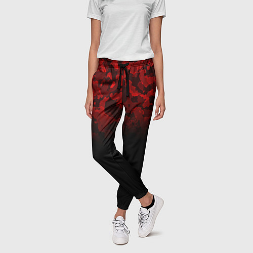 Женские брюки BLACK RED CAMO RED MILLITARY / 3D-принт – фото 3
