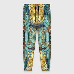 Брюки женские Коллекция Фрактальная мозаика Желто-голубой, цвет: 3D-принт