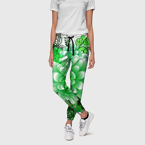 Женские брюки Яркая пышная летняя зелень / 3D-принт – фото 3