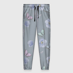 Женские брюки Бабочки и цветы голубого мака