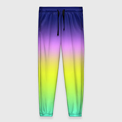 Брюки женские Разноцветный градиентный узор зелено-фиолетовый, цвет: 3D-принт