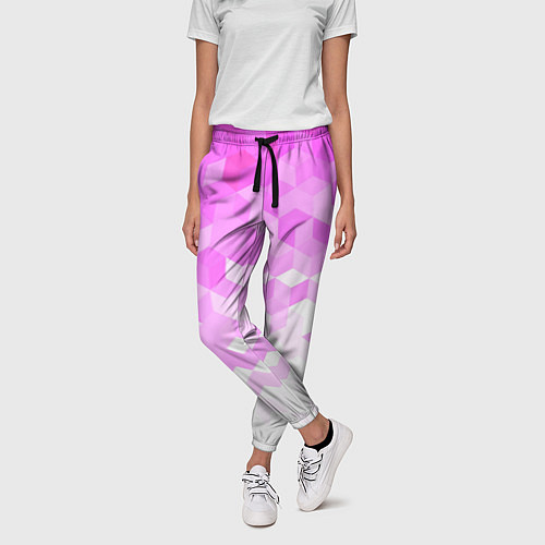 Женские брюки 3D ромб розовый / 3D-принт – фото 3