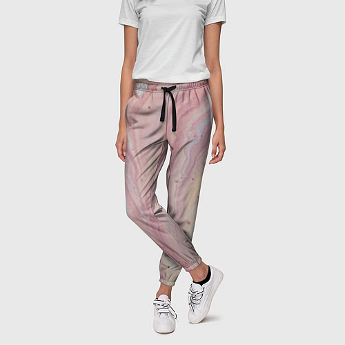 Женские брюки Мраморный дизайн с розовыми, синими и желтыми цвет / 3D-принт – фото 3