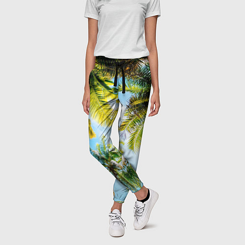 Женские брюки Пальмы под солнцем / 3D-принт – фото 3