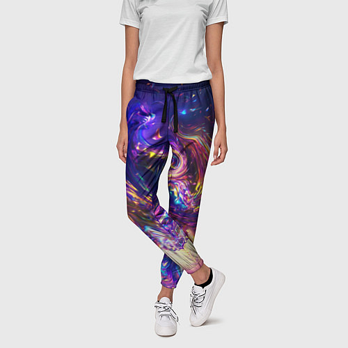 Женские брюки Neon space pattern 3022 / 3D-принт – фото 3