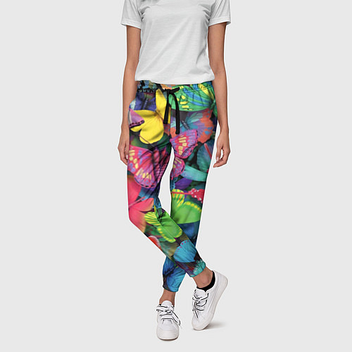 Женские брюки Стая бабочек Pattern / 3D-принт – фото 3