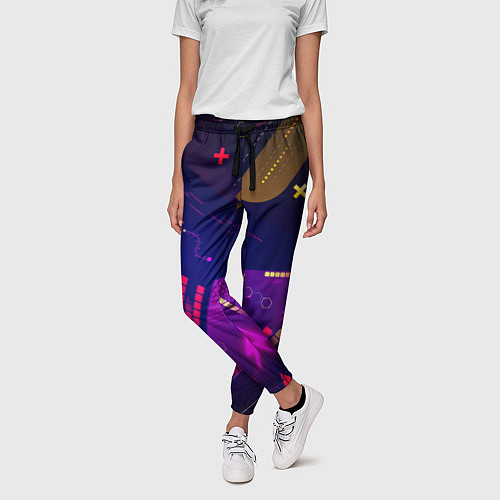 Женские брюки Cyber neon pattern Vanguard / 3D-принт – фото 3