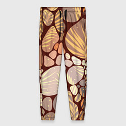 Женские брюки Коричнево-бежевые пастельные камушки с яркими паль