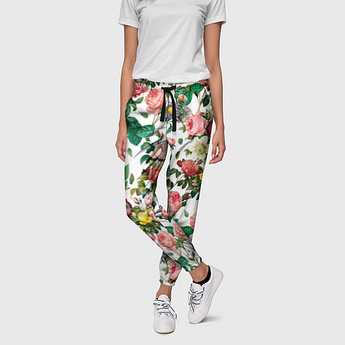 Женские брюки Узор из летних роз Summer Roses Pattern / 3D-принт – фото 3