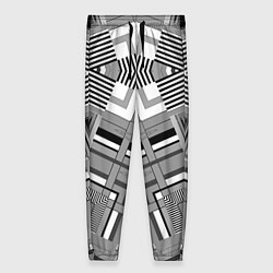 Женские брюки Черно белый современный геометрический узор Симмет