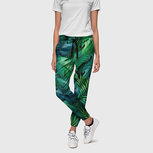 Женские брюки Green plants pattern / 3D-принт – фото 3