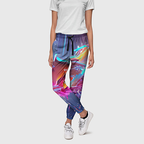 Женские брюки Neon splashes / 3D-принт – фото 3