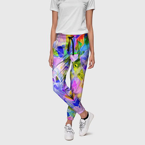 Женские брюки Красочный цветочный узор Весна - Лето 2023 Colorfu / 3D-принт – фото 3