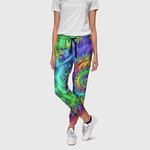 Женские брюки Красочная фрактальная спираль Узор Colorful fracta / 3D-принт – фото 3