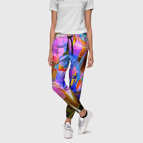 Женские брюки Красочный цветочный паттерн Лето Colorful floral p / 3D-принт – фото 3
