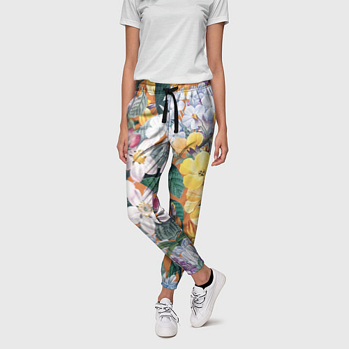Женские брюки Цветы Красочный Лакфиоль / 3D-принт – фото 3
