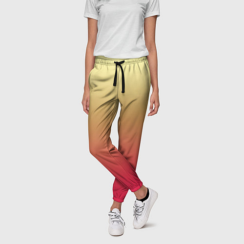 Женские брюки Красно-желтый градиент / 3D-принт – фото 3