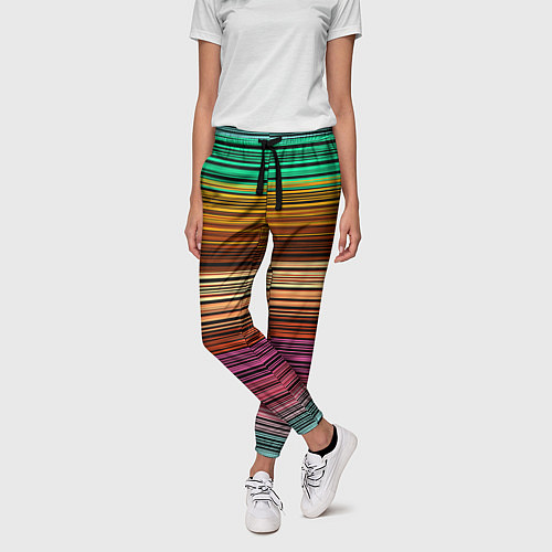 Женские брюки Multicolored thin stripes Разноцветные полосы / 3D-принт – фото 3