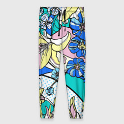 Женские брюки Яркие цветы в стиле поп-арт
