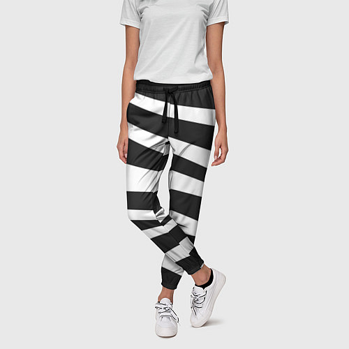 Женские брюки Зебра чёрные и белые полосы / 3D-принт – фото 3