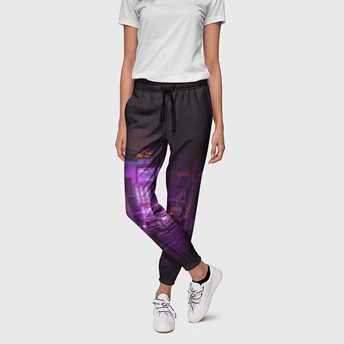 Женские брюки Неоновый ночной переход - Фиолетовый / 3D-принт – фото 3