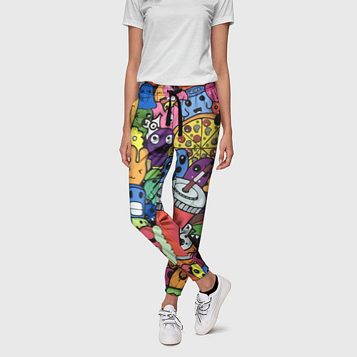 Женские брюки Fast food pattern Pop art Fashion trend / 3D-принт – фото 3