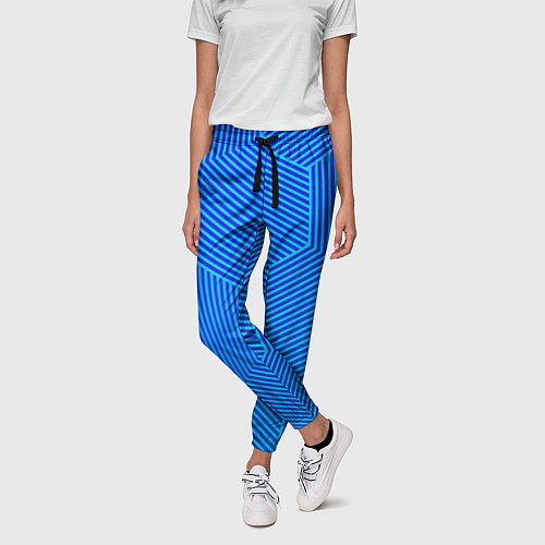 Женские брюки Blue geometry линии / 3D-принт – фото 3