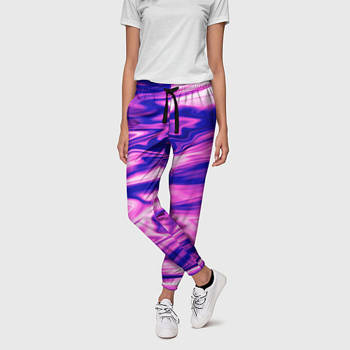 Женские брюки Розово-фиолетовый мраморный узор / 3D-принт – фото 3
