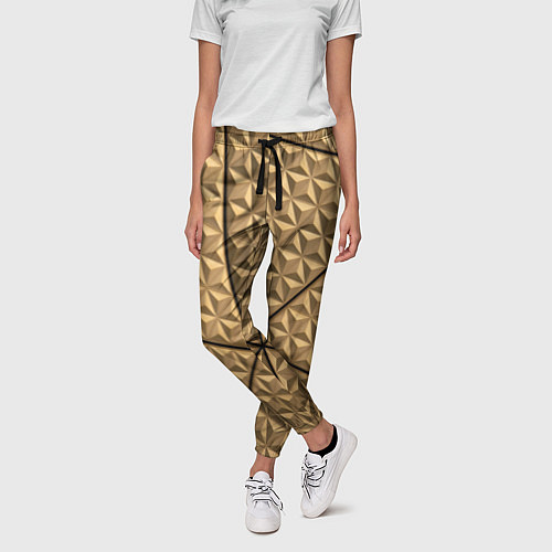 Женские брюки Абстрактное металлическое покрытие - Золотой / 3D-принт – фото 3