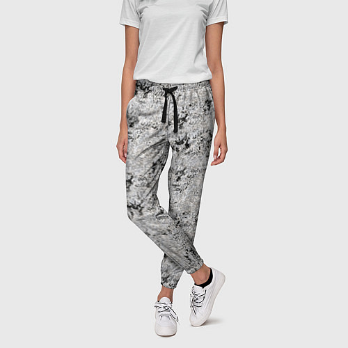 Женские брюки Светло серый абстрактный / 3D-принт – фото 3