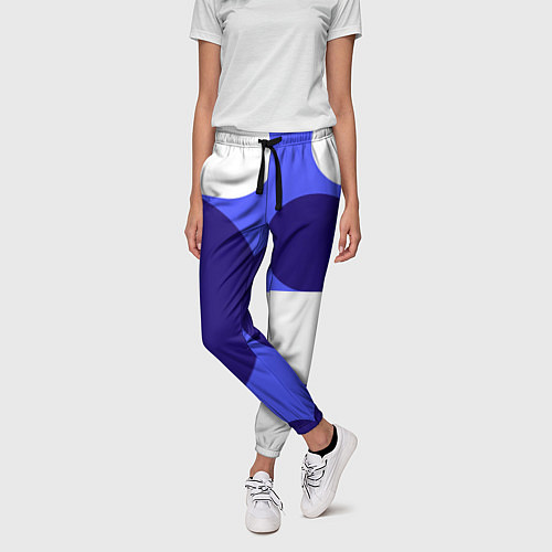 Женские брюки Абстрактный набор геометрических фигур - Синий фон / 3D-принт – фото 3