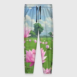 Брюки женские Вид на лотосы аниме, цвет: 3D-принт